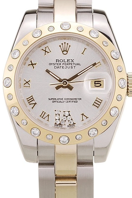 Aaa fake watches Stainless DateJust White Case Brushed Plated Dial Diamond Rolex Steel 0604